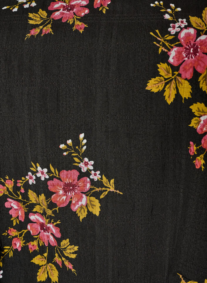 Langermet bluse med blomstertrykk, Svart, Packshot image number 2