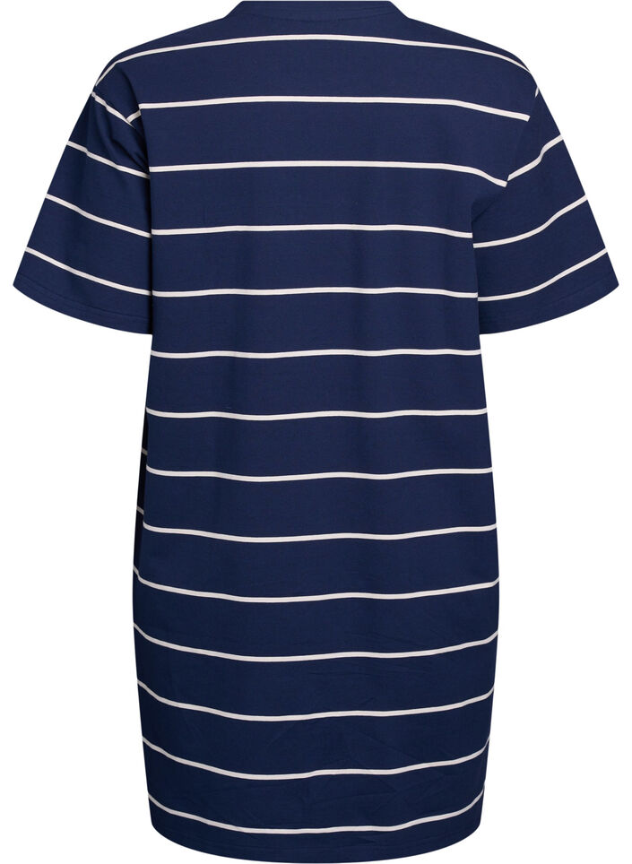 Kort jerseykjole med striper, Blå, Packshot image number 1
