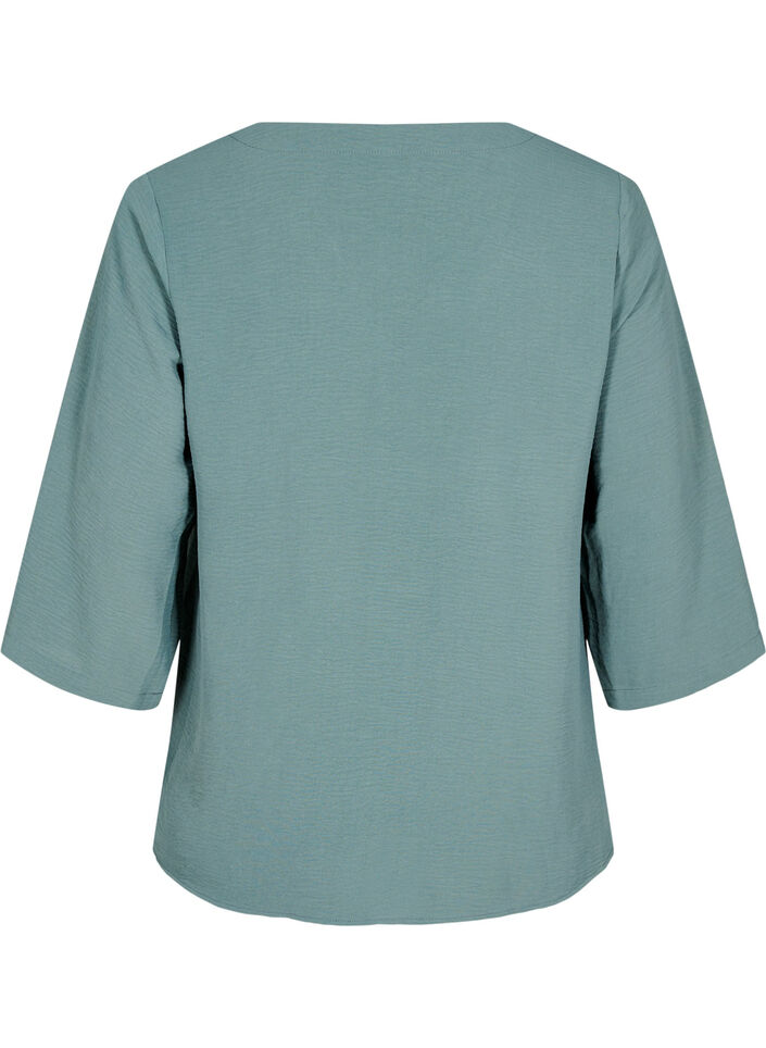 Bluse med 3/4 ermer, Gr&oslash;nn, Packshot image number 1