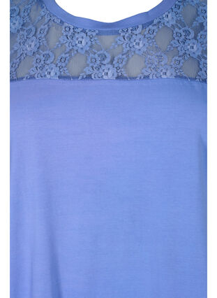T-skjorte i bomull med blonder, Persian Jewel, Packshot image number 2