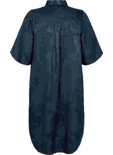 Lang skjortekjole med ton-i-ton mønster, Night Sky, Packshot image number 1