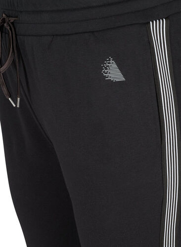 Joggebukser med knyting og lommer, Black, Packshot image number 2