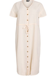 Maxikjole med knapper og bindebelte, Off White