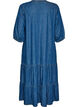 Denim maxikjole med volang lag, Bl&aring;, Packshot image number 1