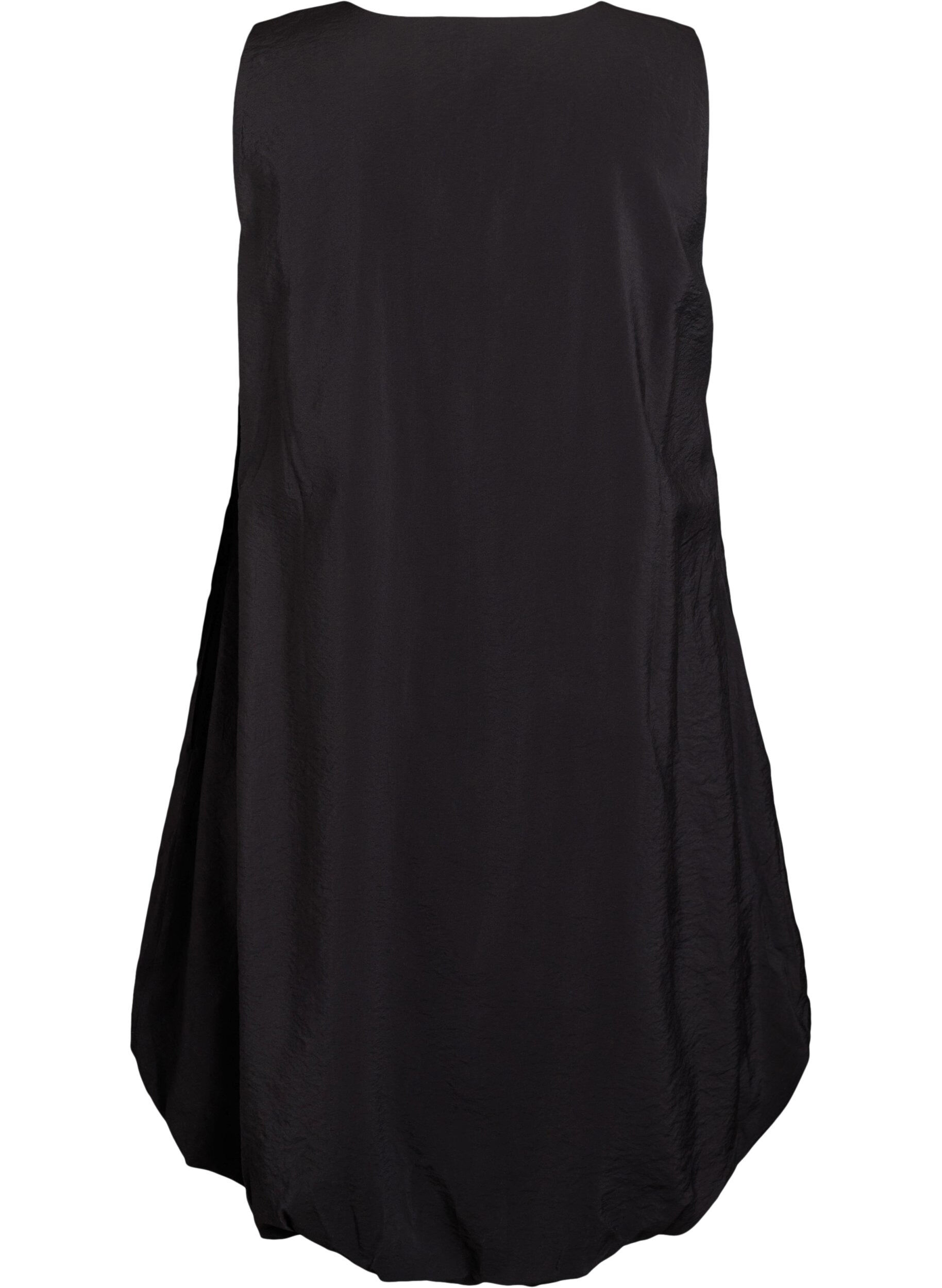 Zizzi Knelang ballongkjole med lommer, Svart, Packshot image number 1