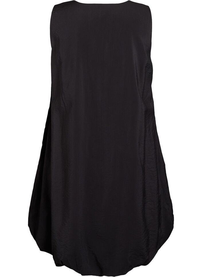 Knelang ballongkjole med lommer, Svart, Packshot image number 1