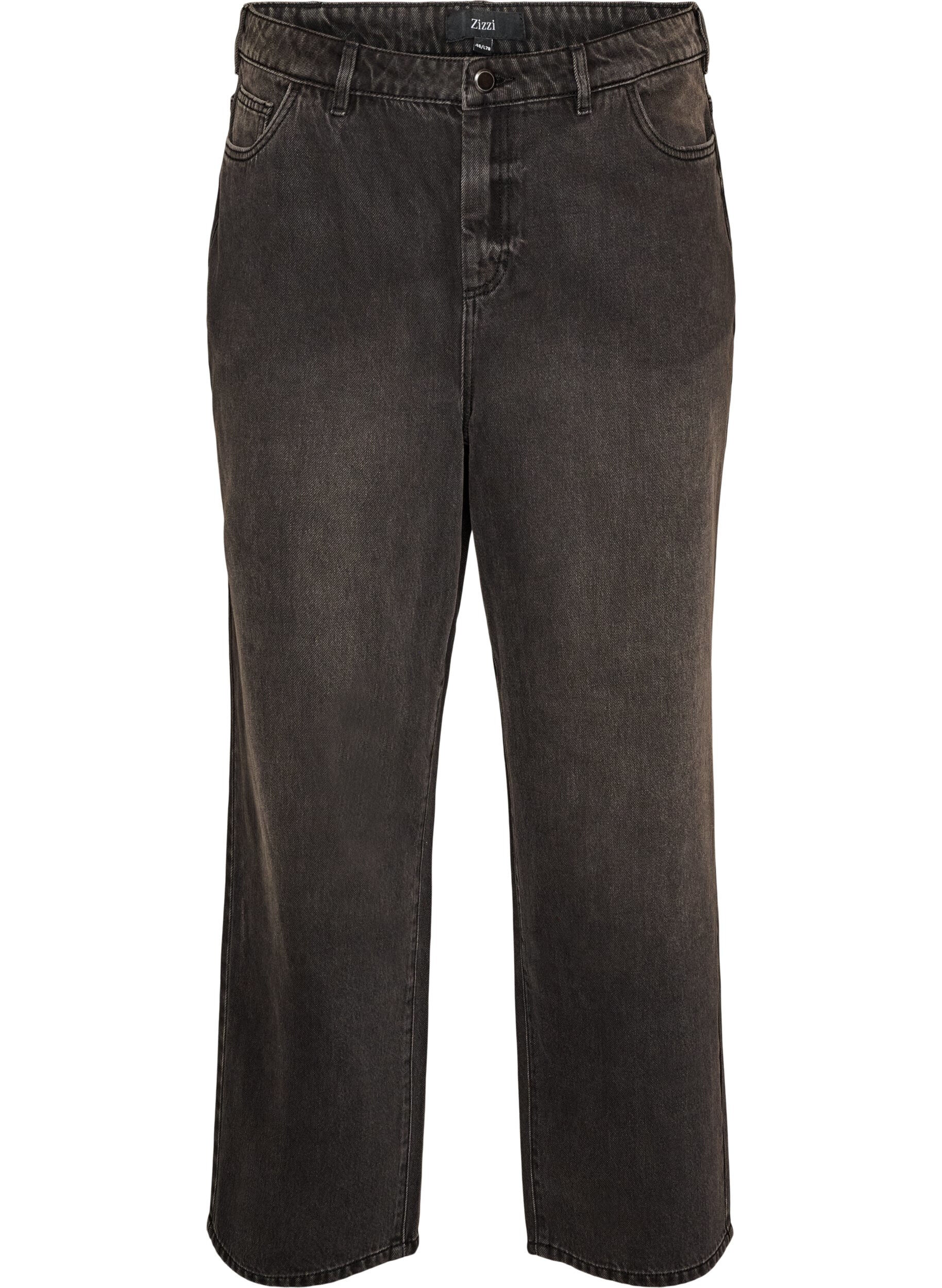 ZizziKiana jeans med straight fit og h&oslash;y midje, Svart, Packshot image number 0