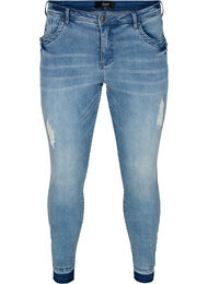 Super slim Amy jeans med splitt, Blue denim