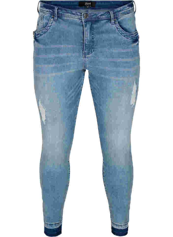 Super slim Amy jeans med splitt, Blue denim, Packshot image number 0