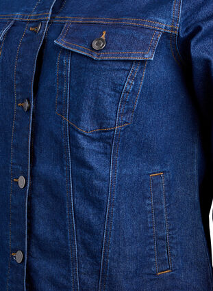 Zizzi FLASH - Dongerijakke med en elastisk, bomullsblandet kvalitet, Blå, Packshot image number 3