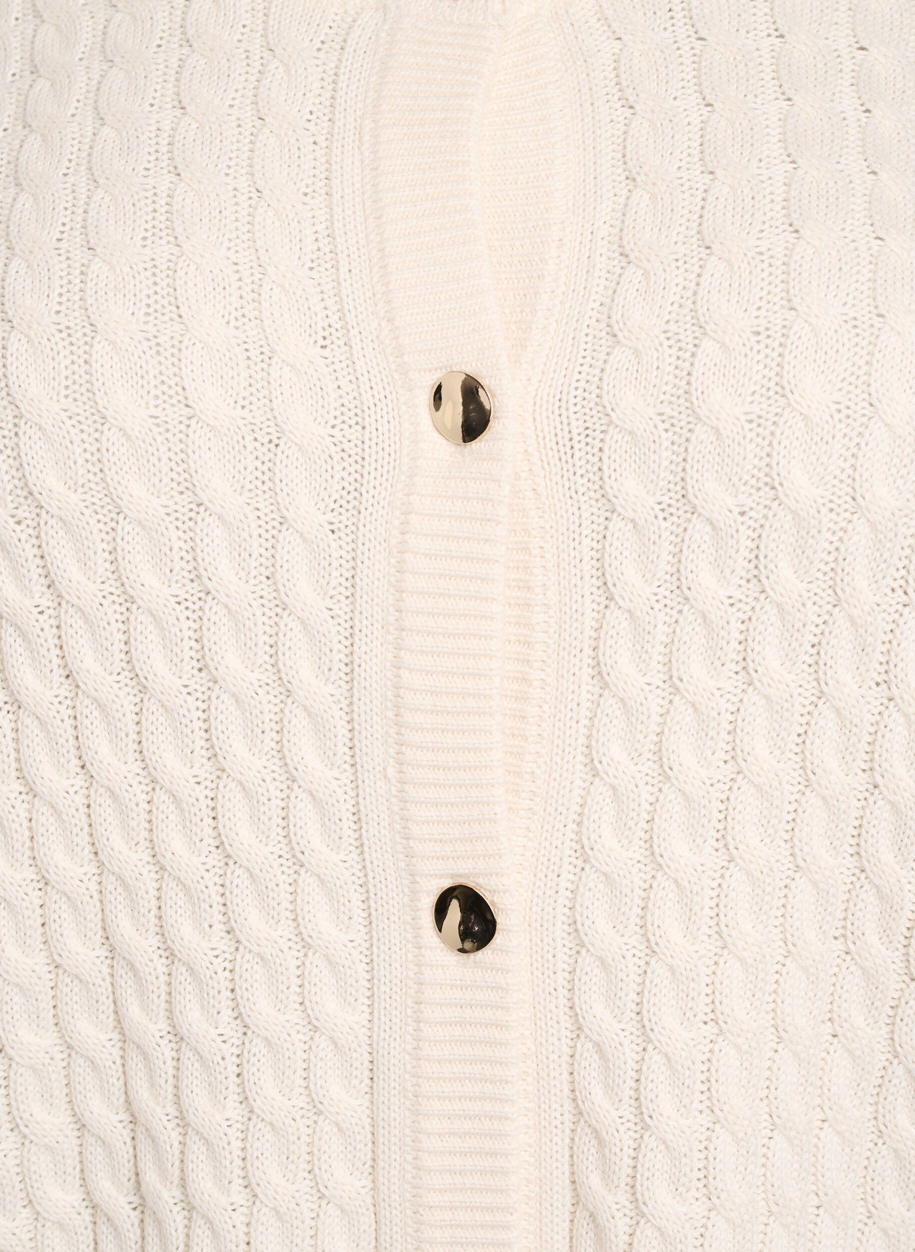 ZizziFlettestrikket cardigan med gullfargede knapper, Vanilje, Packshot image number 2