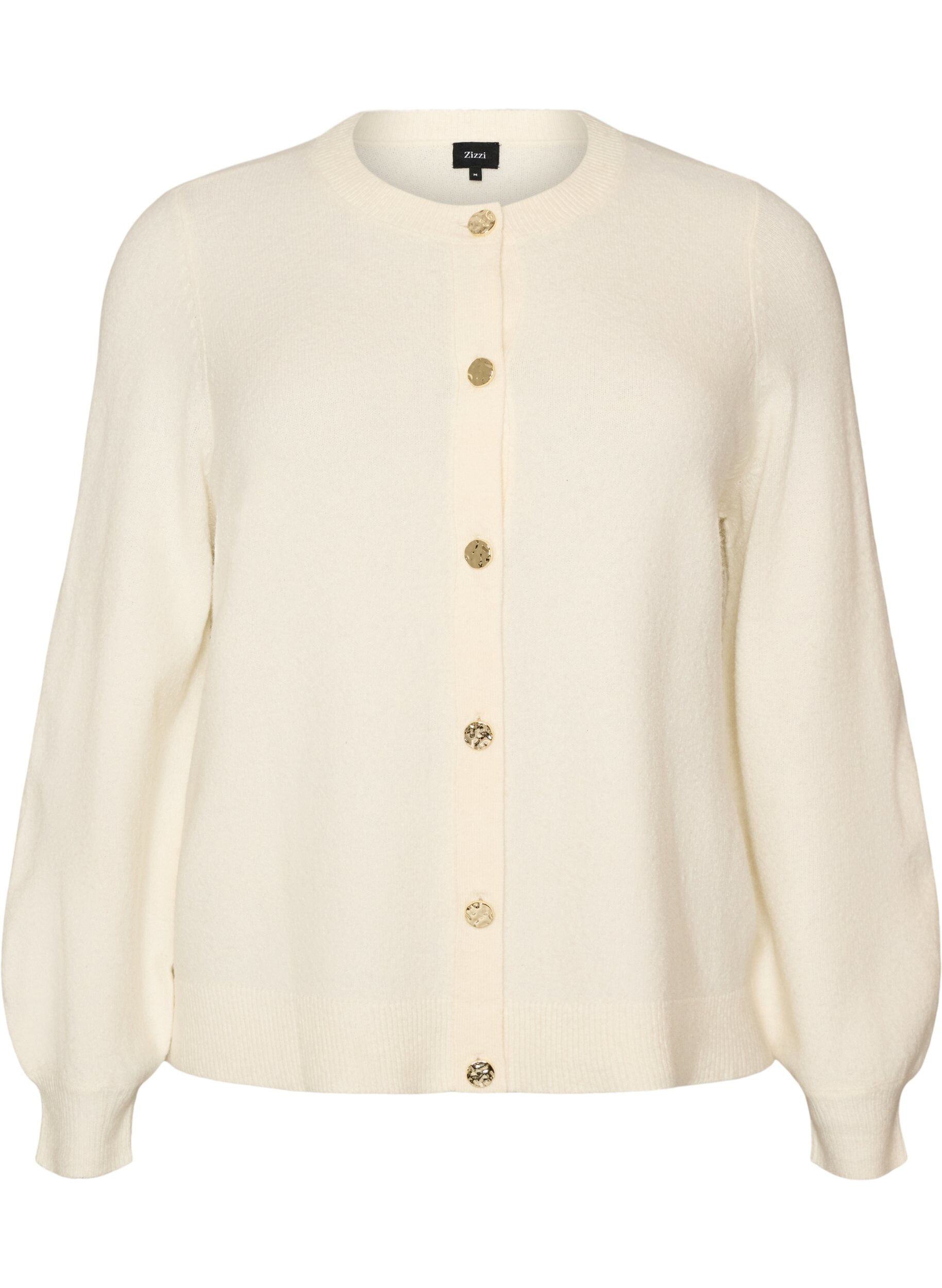 Cardigan i myk strikk med gullfargede knapper