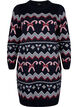 Langermet strikkekjole med julemotiv, Navy Blazer Comb, Packshot image number 0