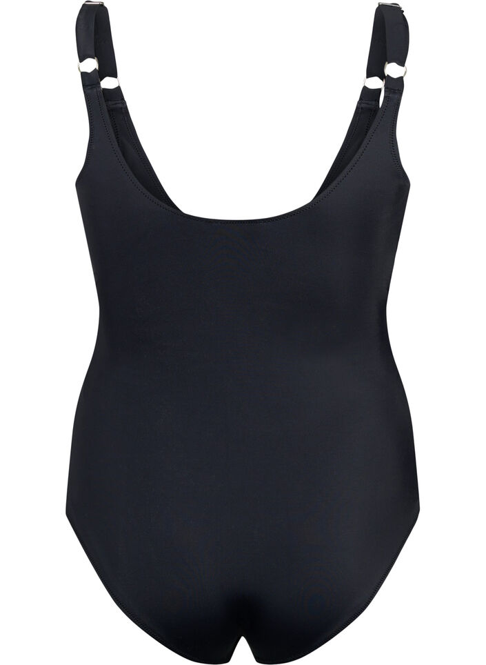 Badedrakt med omslagseffekt, Svart, Packshot image number 1