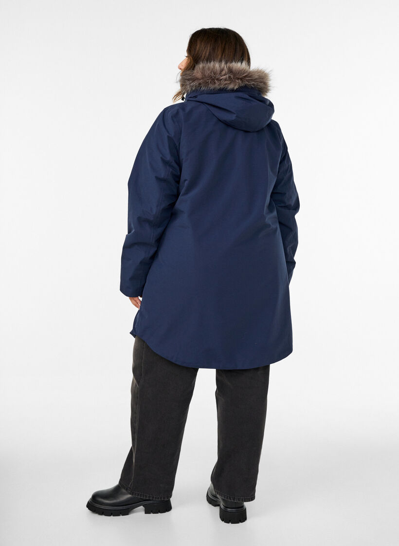 Vanntett parkas med hette, Bl&aring;, Model image number 2