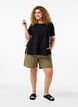 Løs shorts i bomullsblanding med lin, Deep Lichen Green, Model image number 3