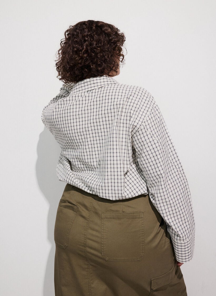 Rutete skjorte med brystlomme, Hvit, Model image number 2