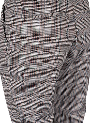 Cropped Maddison bukser med rutete mønster, Beige Brown Check, Packshot image number 3
