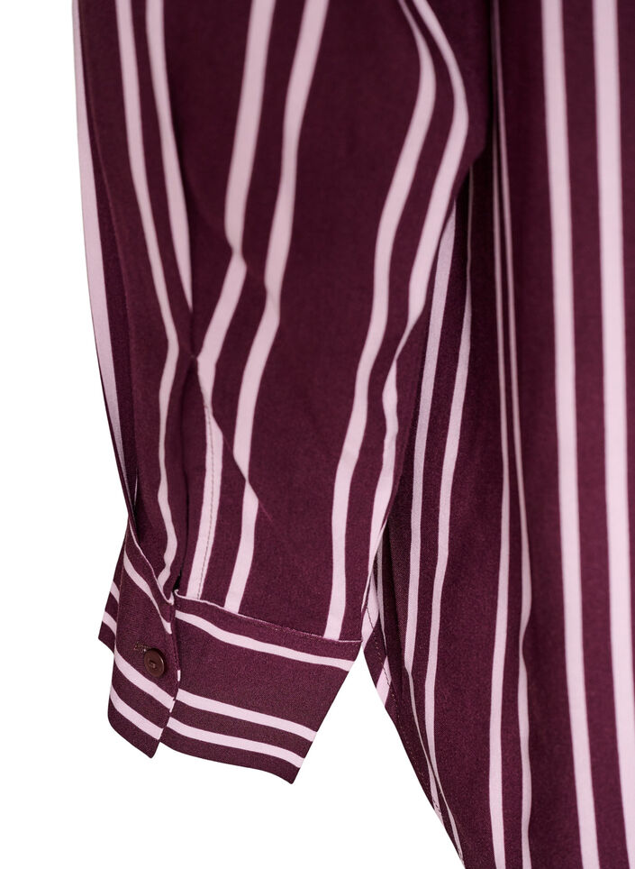 Stripete nattkjole, M&oslash;rk Bordeaux, Packshot image number 3