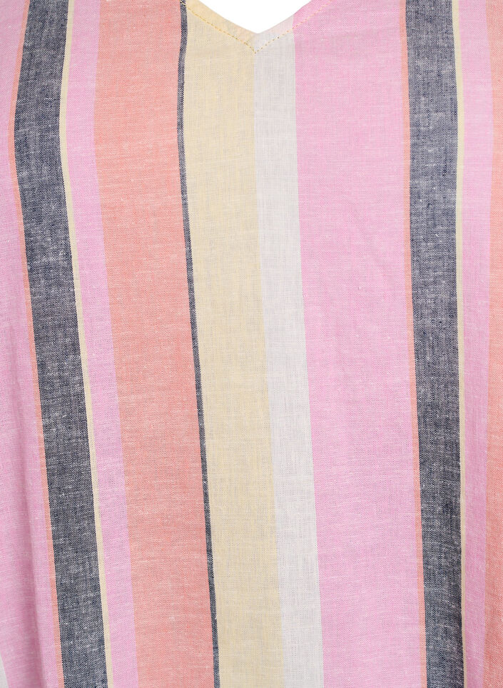 Kort kjole i lin og viskose med 3/4 ermer, Gul, Packshot image number 2