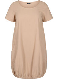 Kortermet bomullskjole, Light Taupe