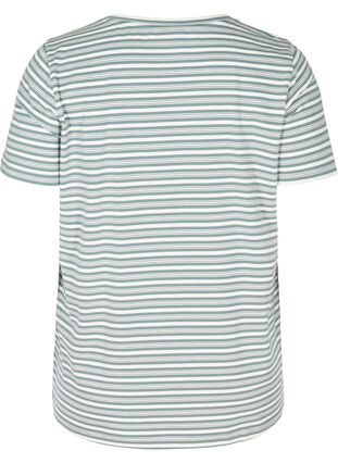 Stripete T-skjorte i bomull, Balsam Green w.Egret, Packshot image number 1