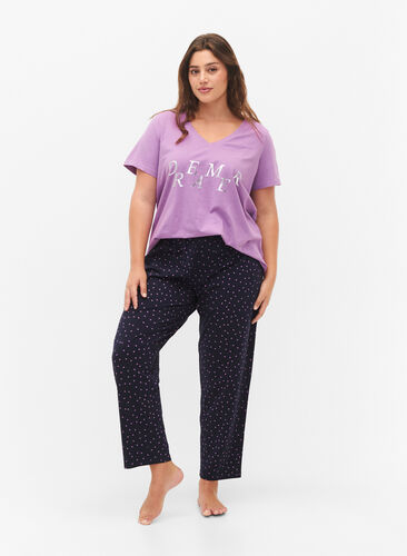 Pyjamasbukser i bomull med trykk, Night Sky Dot, Model image number 0