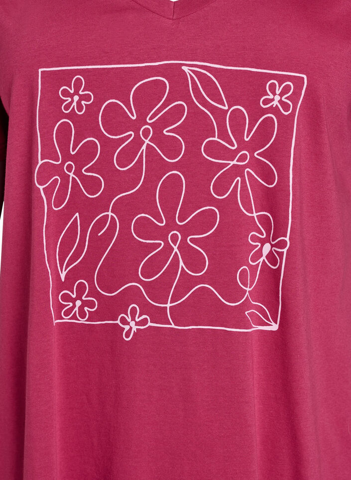 Nattkjole i &oslash;kologisk bomull med V-hals, R&oslash;d, Packshot image number 2