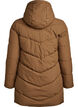 Mellomlang pufferjakke med hette, Brun, Packshot image number 1