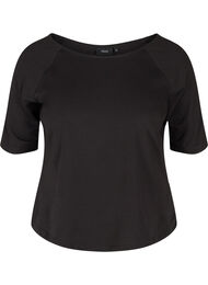 T-skjort ei bomull med 2/4-ermer, Black