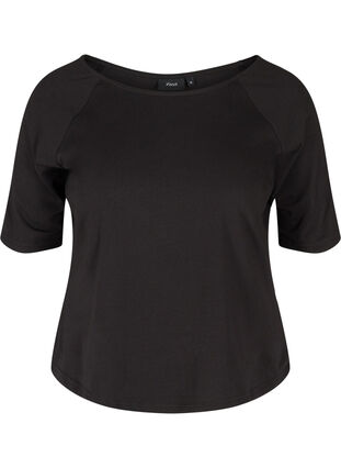 T-skjort ei bomull med 2/4-ermer, Black, Packshot image number 0