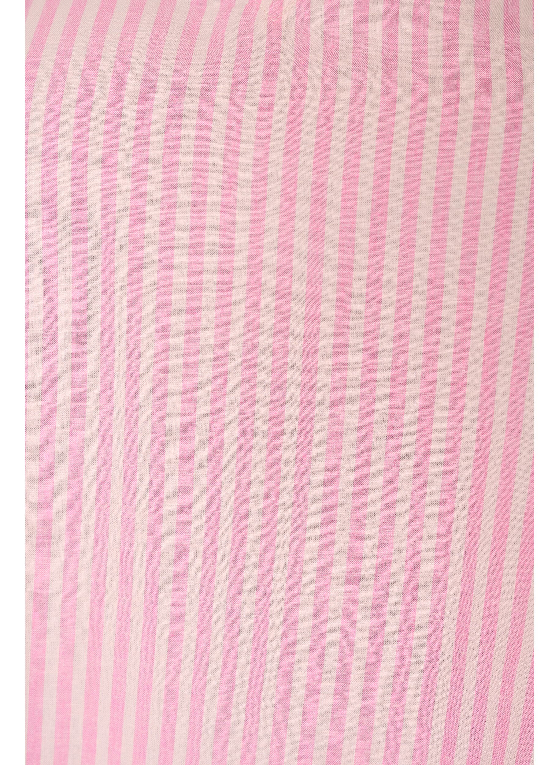 ZizziBluse i viskose og lin med volangermer, Rosa, Packshot image number 2