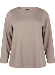 Modalblanding bluse med rund hals, Driftwood