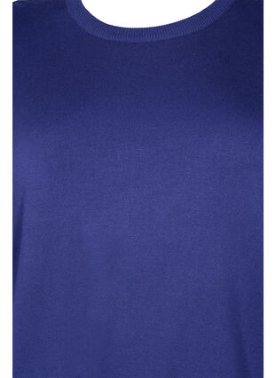 Strikkegenser i viskose med lange ermer, Deep Cobalt Solid, Packshot image number 2