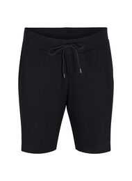 Løse shorts med en ribbet struktur, Black