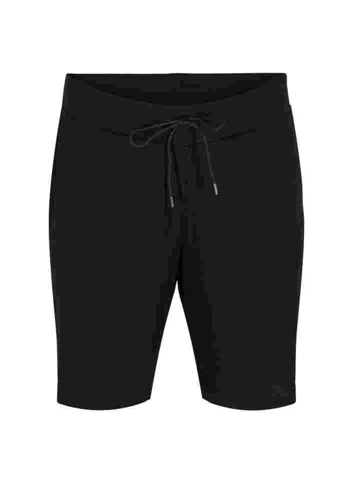 Løse shorts med en ribbet struktur, Black, Packshot image number 0