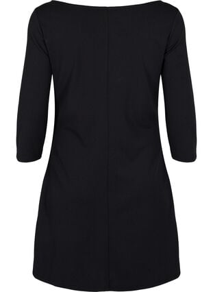 Kjole med drapering og 3/4-ermer, Black, Packshot image number 1