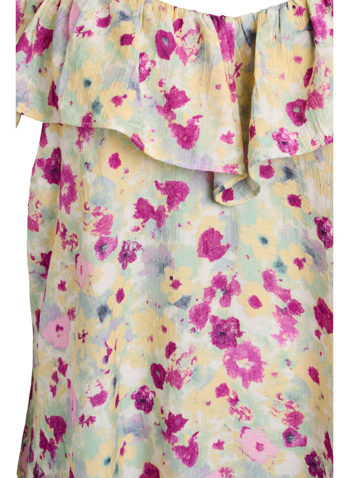 Blomstret midikjole med off-shoulder volang, Cloud Dancer FL AOP, Packshot