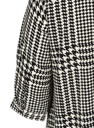 Mønstrete tunika med 3/4-ermer, Black/White, Packshot image number 3