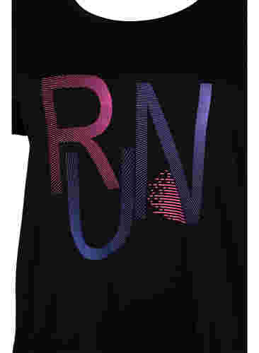 T-skjorte til trening med trykk, Black w. stripe run, Packshot image number 2
