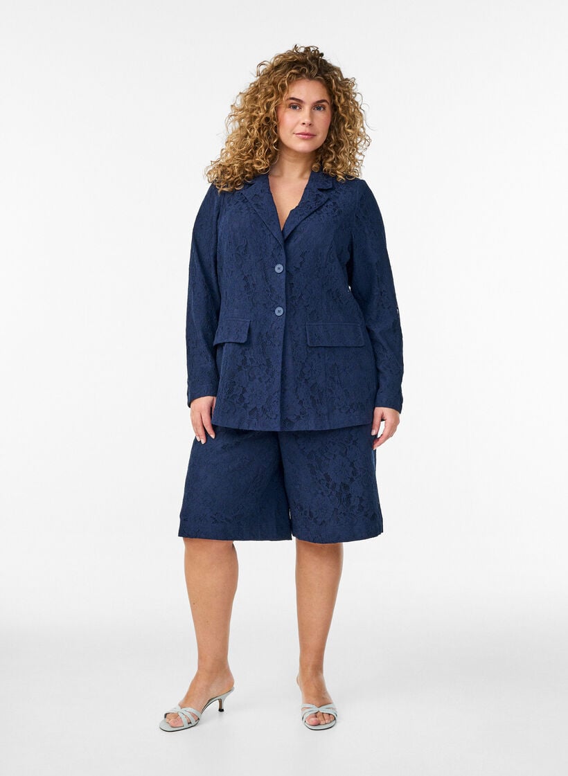 Blondeblazer med knappelukking, Bl&aring;, Model image number 1