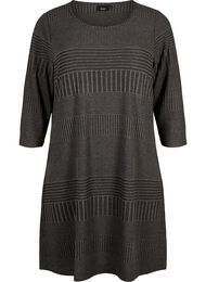 Kjole med 3/4-lange ermer og stripemønster, Dark Grey Mélange