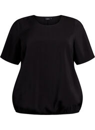 Kortermet bluse med elastisk fold, Black