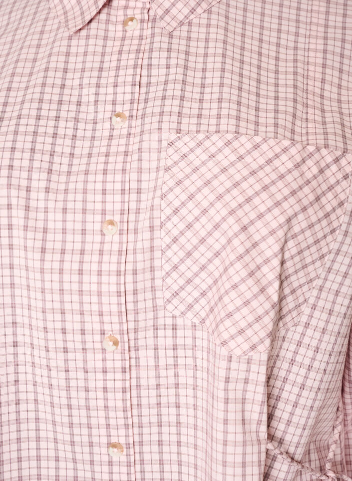 Loose fit rutete skjorte med knytebelte, Rosa, Packshot image number 2