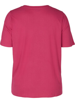 Kortermet T-skjorte i et ribbet materiale, Sangria, Packshot image number 1