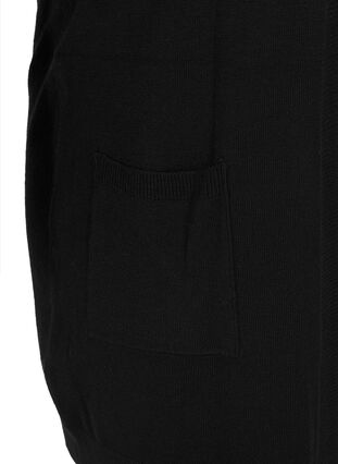 Lang strikkecardigan i viskoseblanding, Black, Packshot image number 3