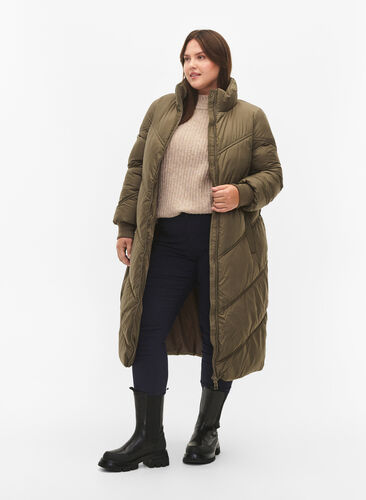 Lang puffer-vinterjakke, Bungee Cord , Model image number 3
