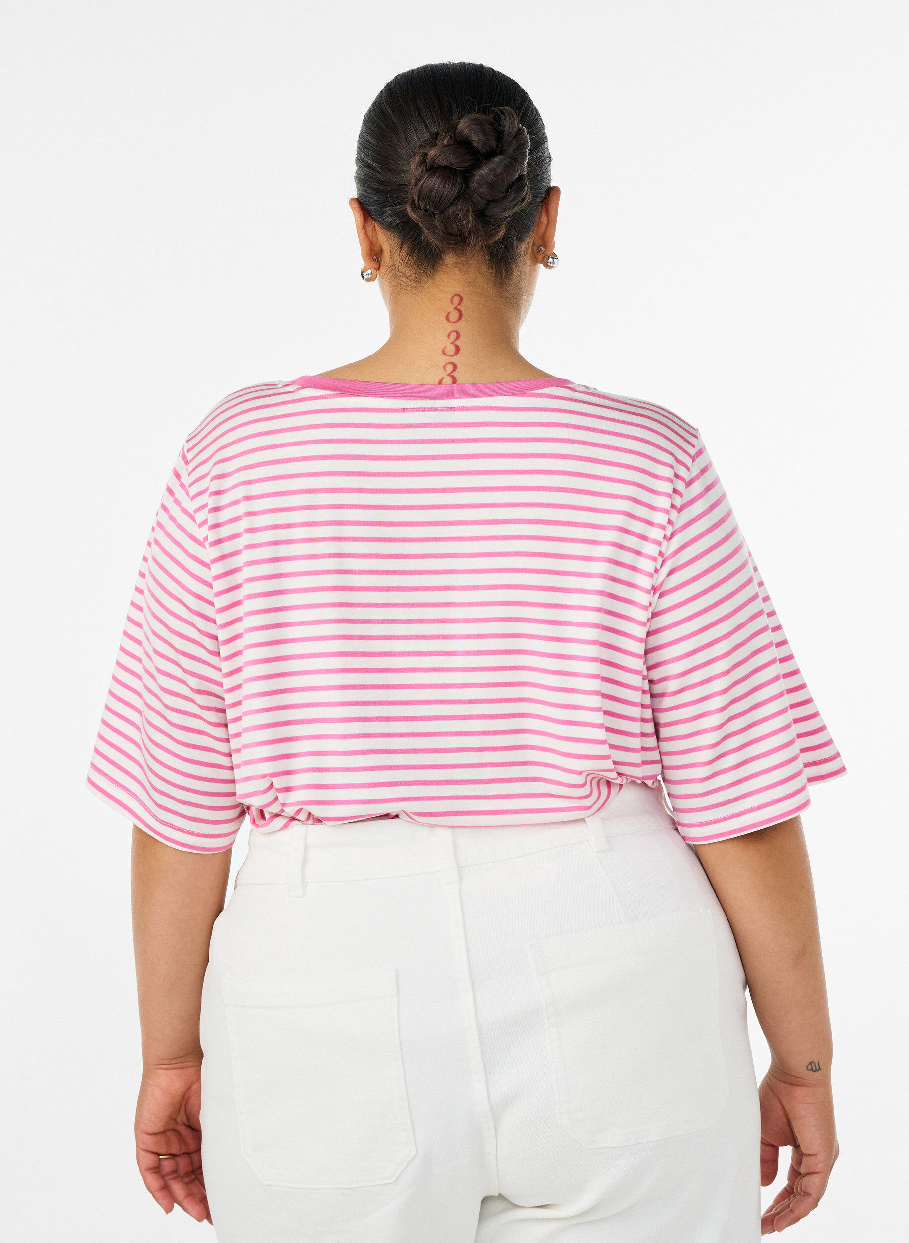 ZizziT-skjorte med TENCEL&trade; Lyocell og striper, Rosa, Model image number 2
