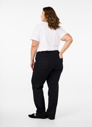 Zizzi Regular fit Gemma jeans med høyt liv, Black, Model image number 2