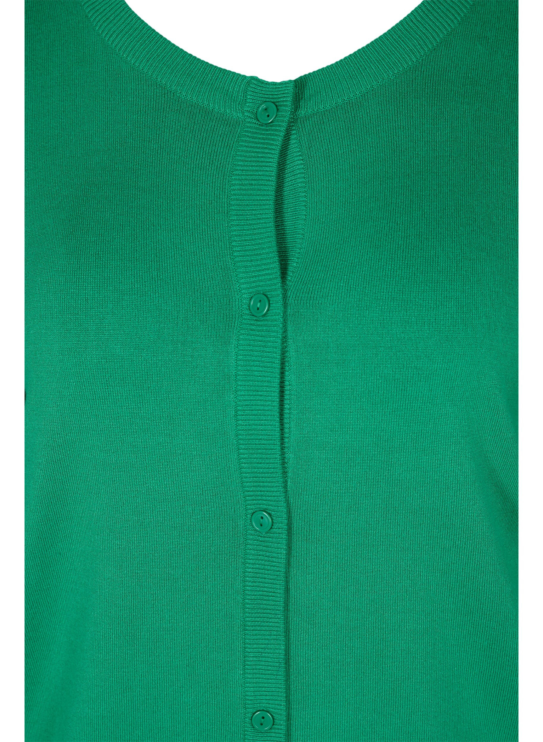 Zizzi Strikkecardigan med knapper i viskoseblanding, Jolly Green, Packshot image number 2
